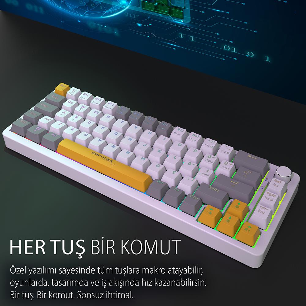 Inca IKG-457 Empousa Red Switch RGB Kablolu Mekanik Gaming Klavye Beyaz - Görsel 2