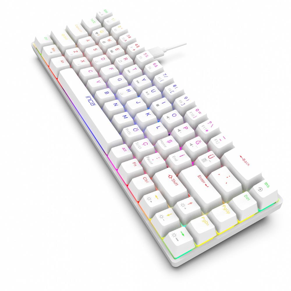 Inca IKG-453 Empousa 68 Red Switch RGB Kablolu Gaming Klavye Beyaz - Görsel 2