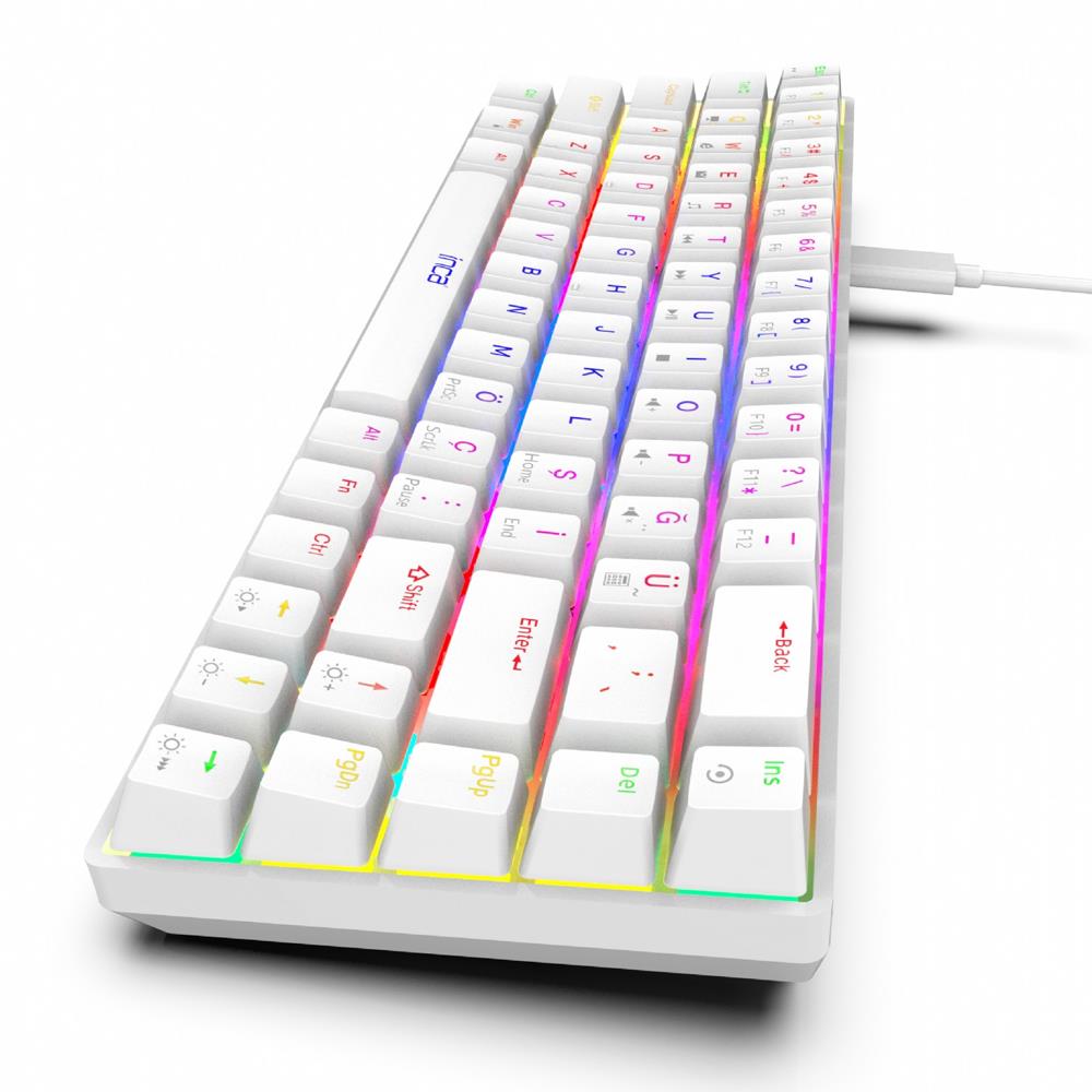 Inca IKG-453 Empousa 68 Red Switch RGB Kablolu Gaming Klavye Beyaz - Görsel 3