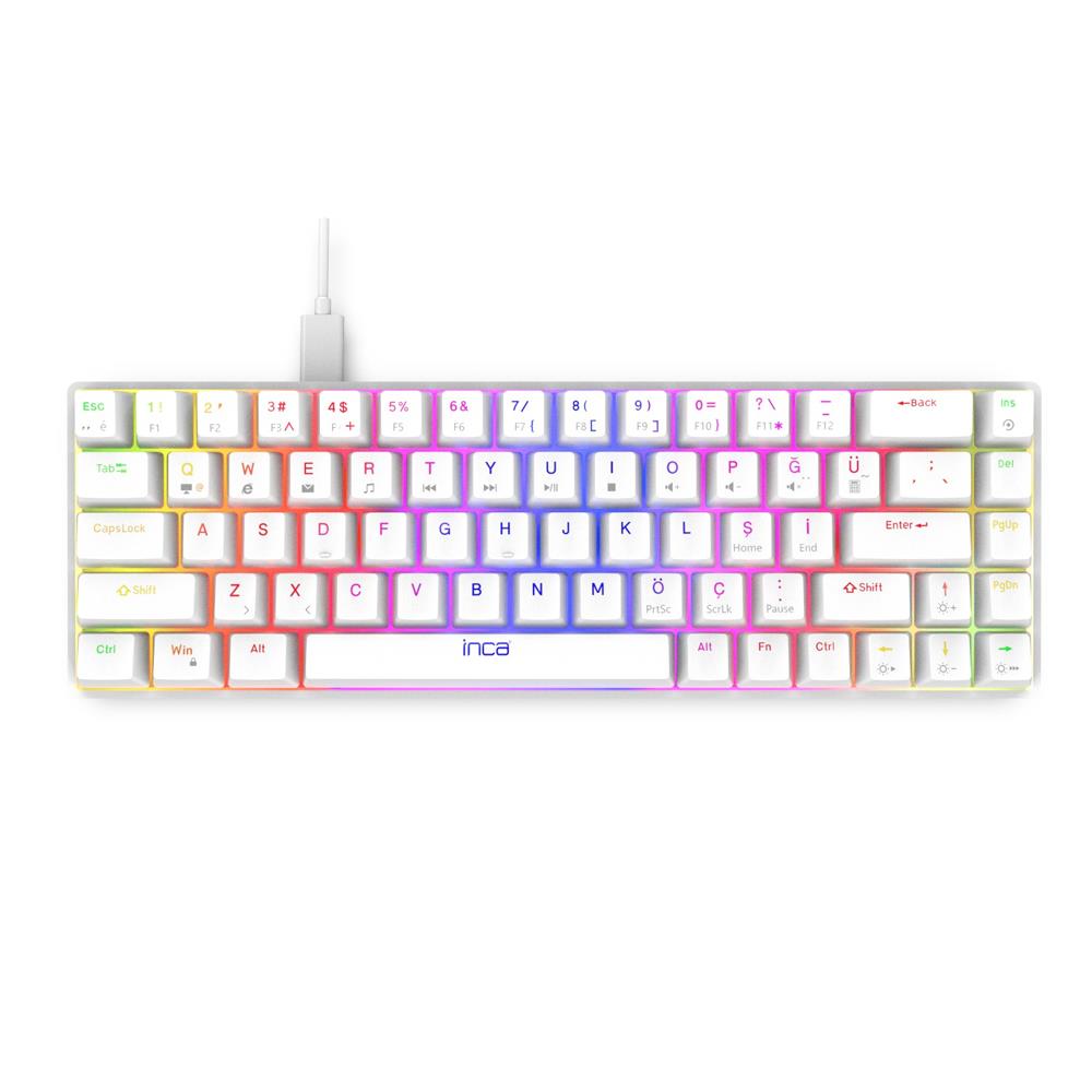 Inca IKG-453 Empousa 68 Red Switch RGB Kablolu Gaming Klavye Beyaz - Görsel 4